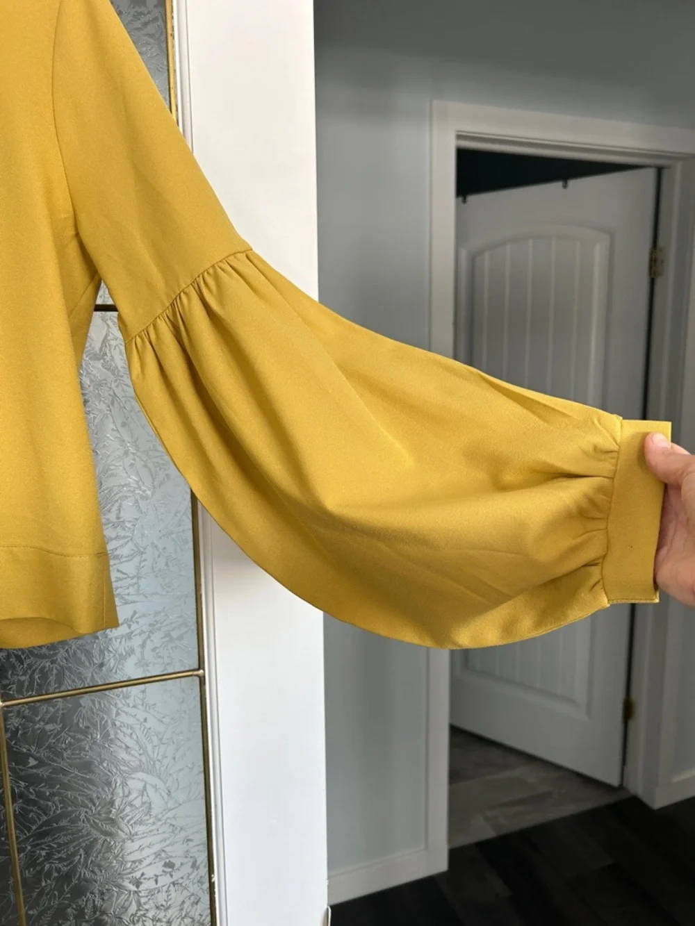 Molly Bracken Mustard Long-Sleeve Tie-Back Blouse - Picture 2 of 4